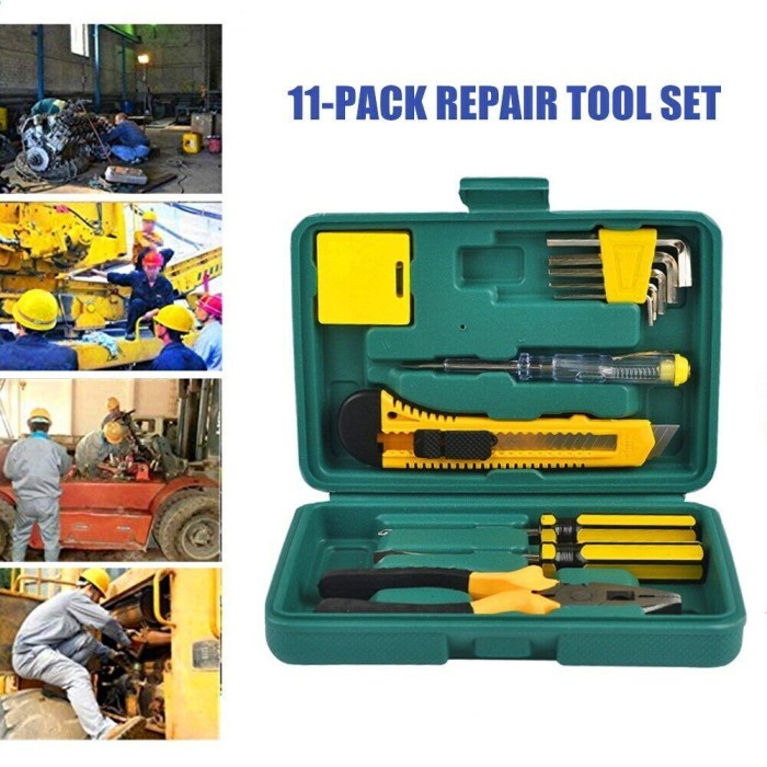 Car Tool Kit Set Perlengkapan Perkakas Tang Cutter Kunci L Obeng 11in1