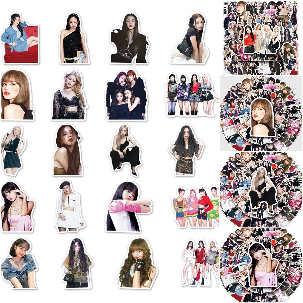 50pcs Blackpink Phone Case DIY Stiker Kreatif Koper Tahan Air Graffiti Stiker JISOO JENNIE ROS É LISA Peripheral Stationery Blackpink