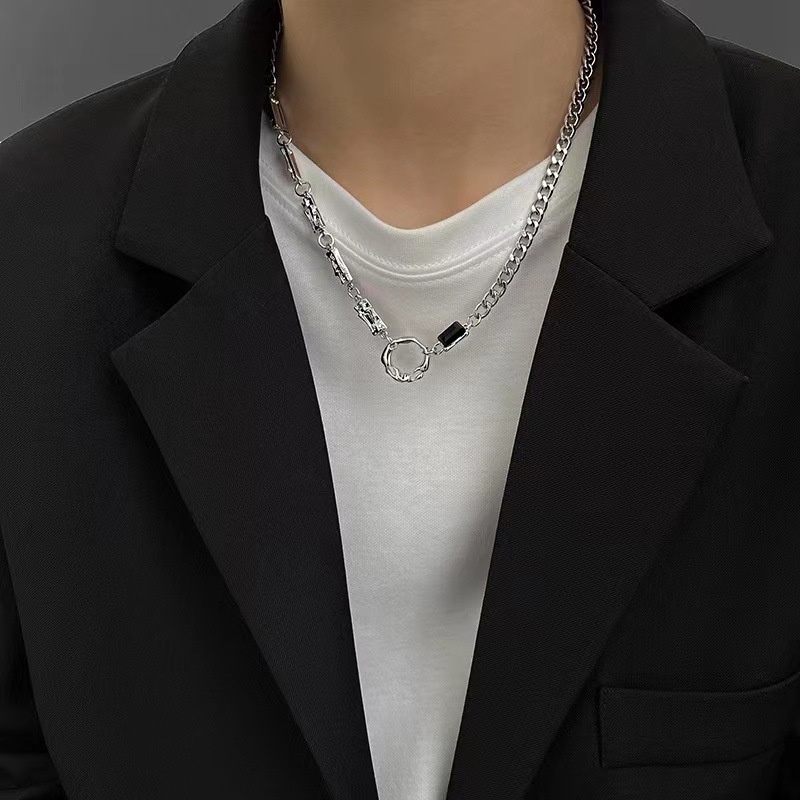 Kalung Titanium Steel Asimetris Manis Dan Pedas Unik Untuk Pria Dan Wanita