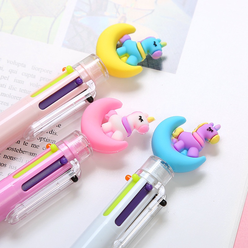 FASHION FAIR - D6162 Pena S5617 / Pena Multi Warna / Unicorn Pen Multicolor 6 Color / Pena Mekanik 6 Warna Unicorn Moon / Pulpen Unicorn / Pena Ballpoint