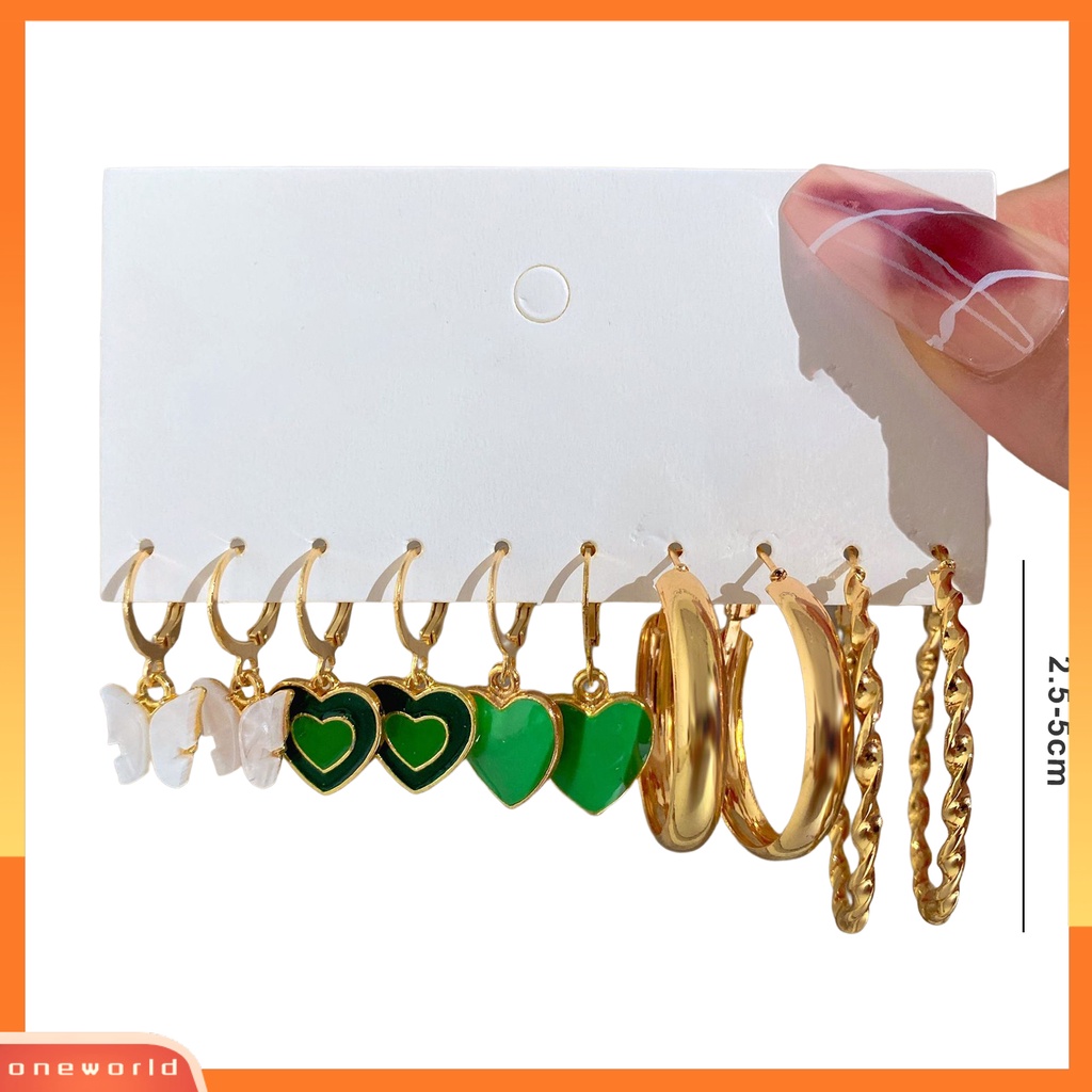 [EONE] 5pasang Anting Hoop Pesona Halus Tindik Eye-catching Tahan Aus Geometris Hias Hypoallergenic Akrilik Aksesoris Wanita Earrings Fashion Perhiasan