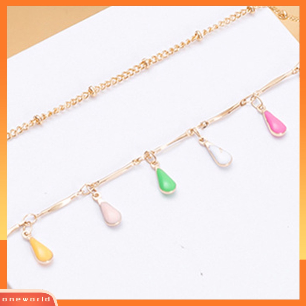 [EONE] 2pcs/set Wanita Kalung Warna-Warni Warna Kaya Mudah Cocok Tahan Lama Portabel Klip Lobster Hias Bentuk Tetesan Air Berongga Keluar Wanita Liontin Hadiah