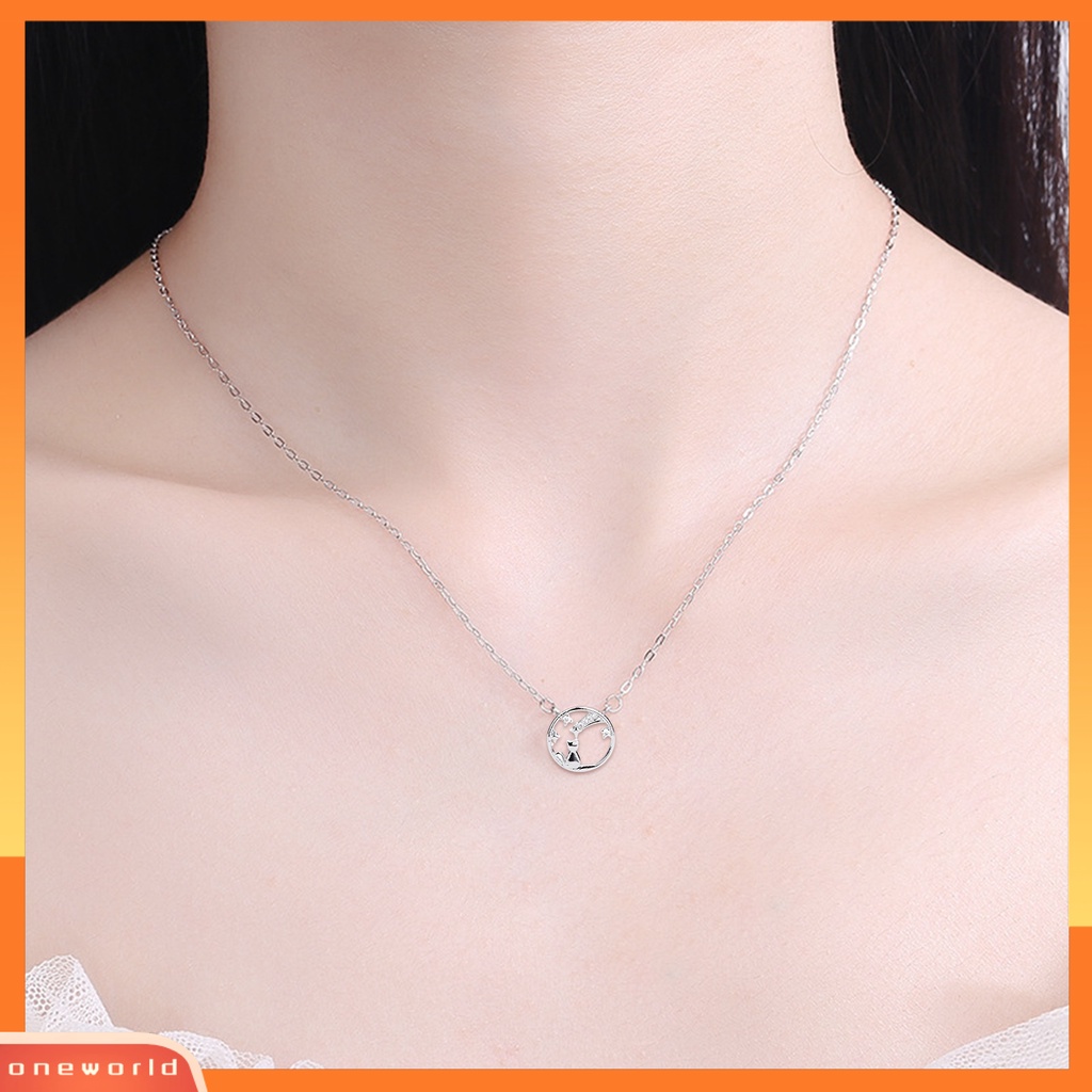 [EONE] Wanita Kalung Elegan Mengkilap Berlian Imitasi Bertatahkan Berkilau Geometris Hias Hadiah Liburan Fashion Bintang Kucing Liontin Klavikula Rantai Perhiasan Untuk Teman