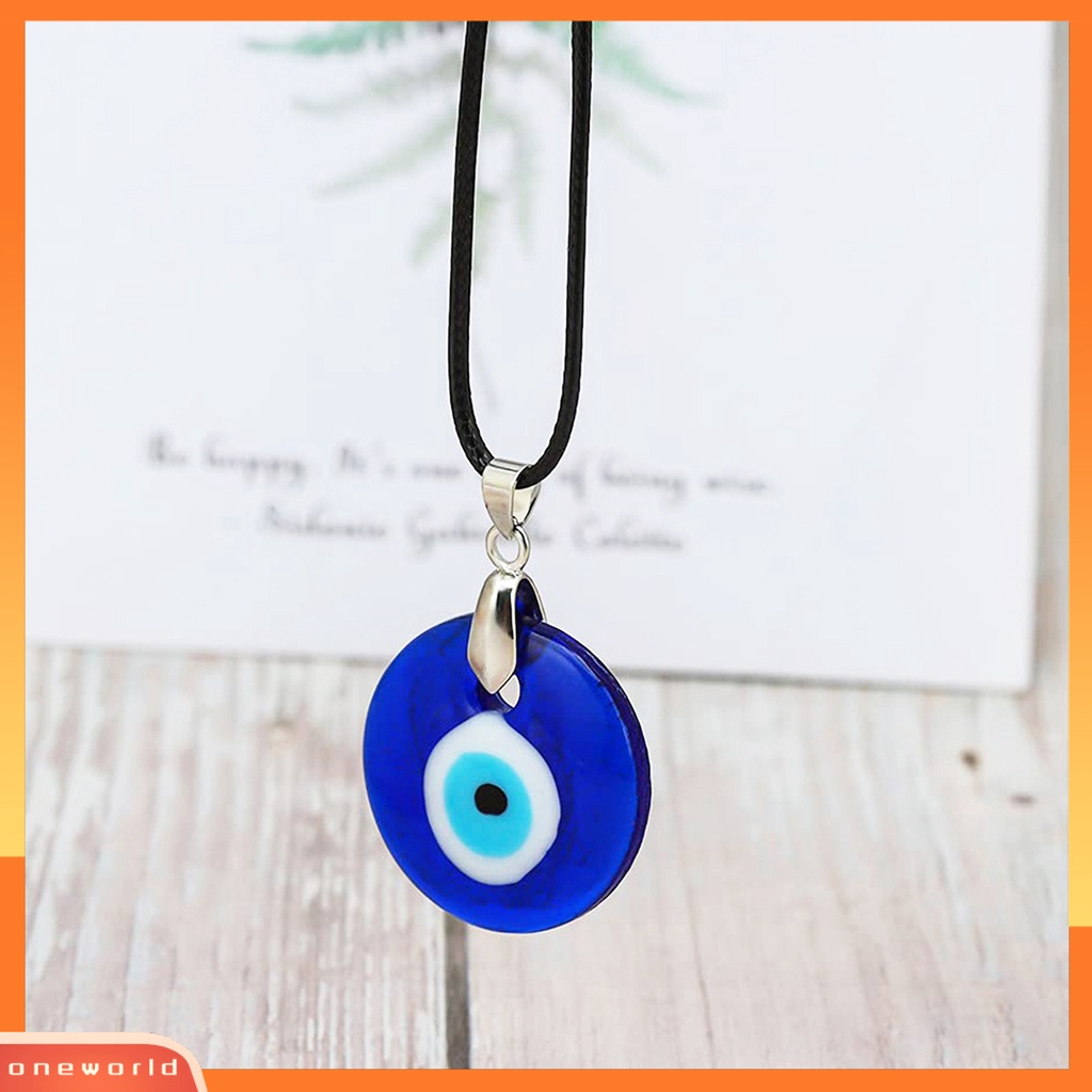 [EONE] Bulat Hati Menjuntai Adjustable Tali Kulit Imitasi Unisex Kalung Liontin Mata Pesta Kalung Perhiasan Aksesoris