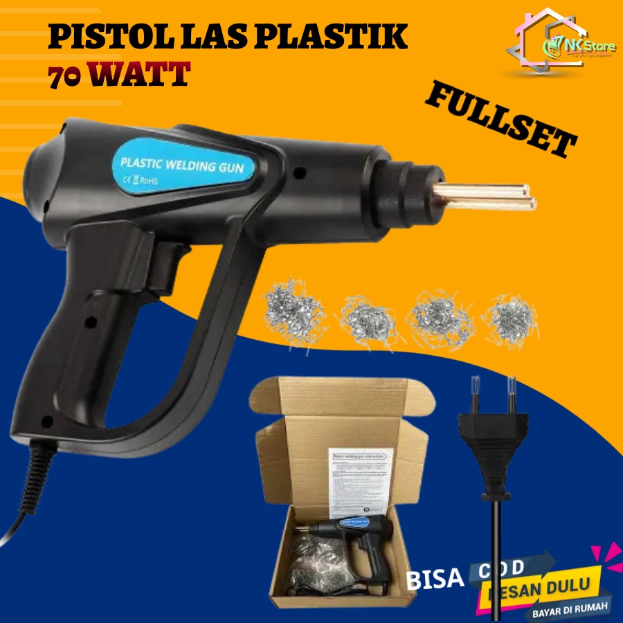 GARANSI Hanaiso Alat Las Lem Perekat Plastik Bemper Fiber Pecah Pakai Kawat Besi Panas / Pistol Las Solder Penyambung Staples Stapler Otomatis Plastic Welding Hot Gun Hotgun Body Motor Bumper Mobil Repair With LED Light 70 Watt dan 50watt