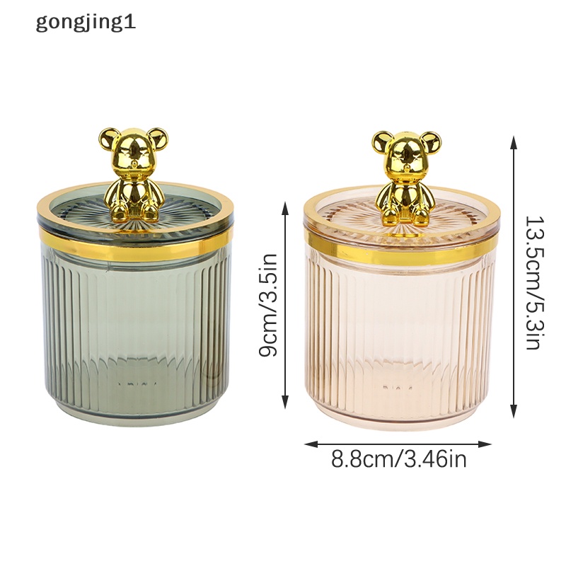 Ggg Cute Bear Clear Cotton Pad Dan Ear Bud Holder Toples Penyimpanan Kosmetik Akrilik ID