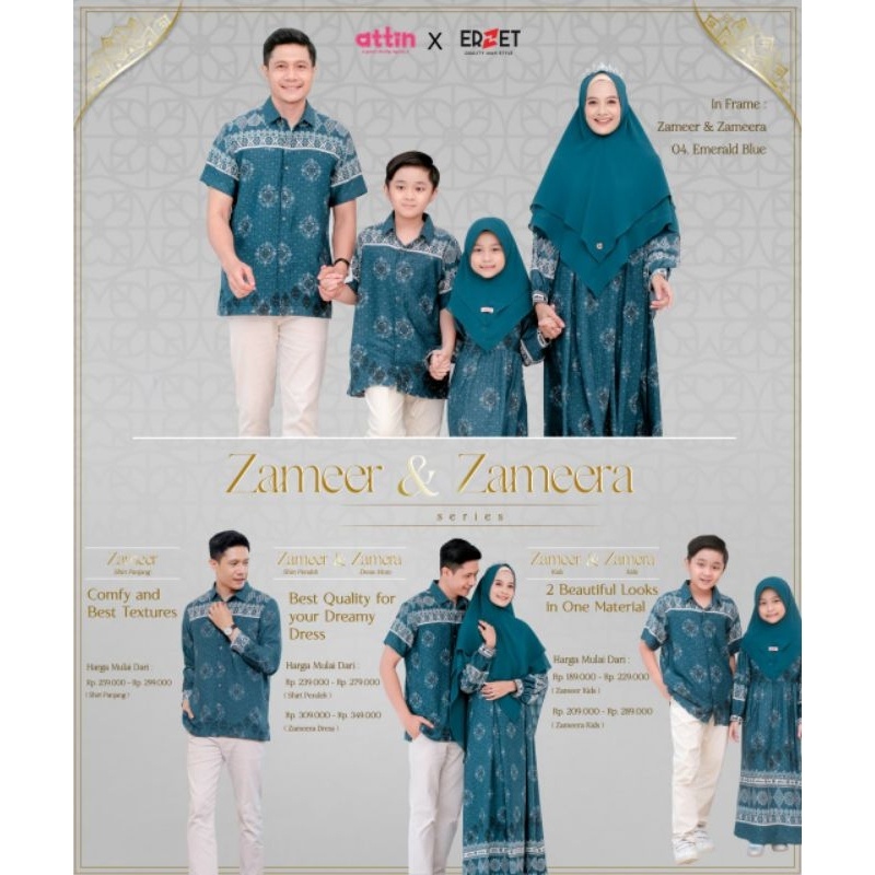 PO SARIMBIT IDUL ADHA ATTIN 2023 - ZAMEER ZAMEERA FAMILY  SET WARNA EMERALD BLUE SARIMBIT KELUARGA -