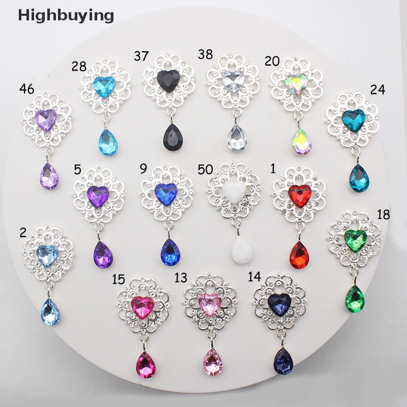 Hbid 52 * 28mm Liontin Hati Kancing Jahit Untuk Pakaian DIY Handmade Berlian Imitasi Untuk Aksesoris Rambut Kerja Glory