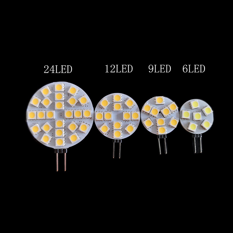 Prt 1Pc 6/9 /12 /24 Lampu LED Bohlam LED G4 DC12V 5050 SMD Cahaya Putih Hangat Dingin PRT