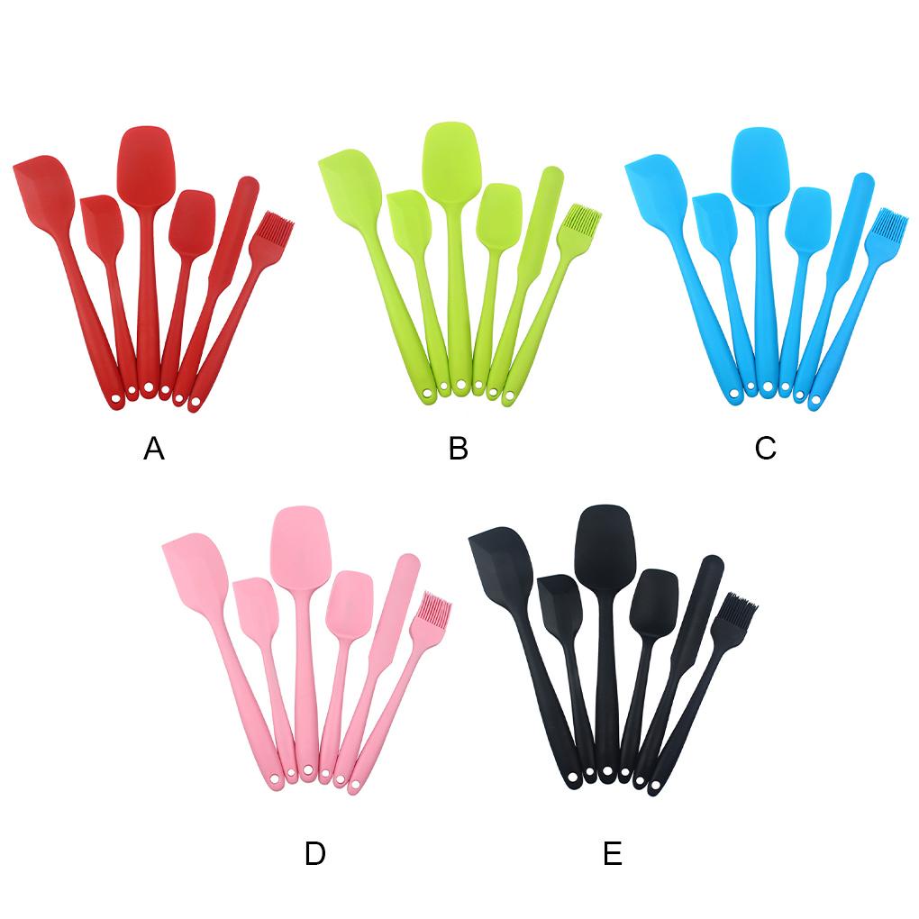 6 Pcs Spatula Silikon Set Spatula Mentega Mixer Bakeware Baking Mixing Tool Integrate Handle Peralatan Dapur Masak