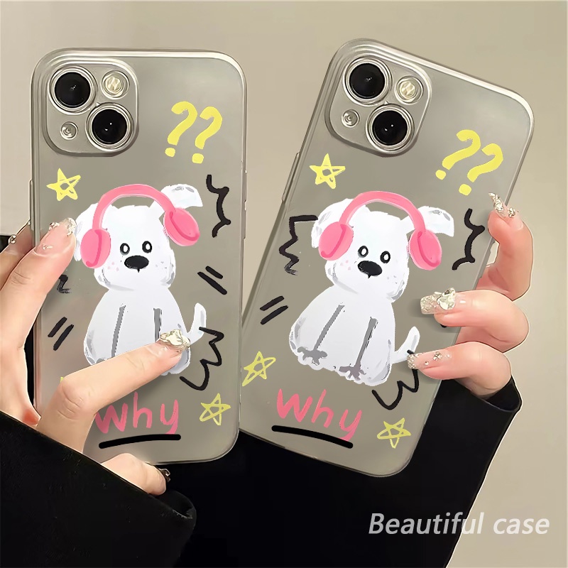 IPHONE Casing Ponsel Electroplate Lembut Anjing Lucu Kompatibel Untuk Casing Iphone11 14 13 12 Pro XS Max XR X8 7 6S Plus Mini TPU Silikon Shockproof Cover