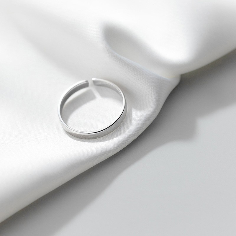 Papaozhu Sederhana S925 Perak Permukaan Halus Putaran Terbuka Cincin Untuk Wanita Pria Trendi Stackable Finger Rings Keren Aksesoris Buku Jari Pakaian Sehari-Hari