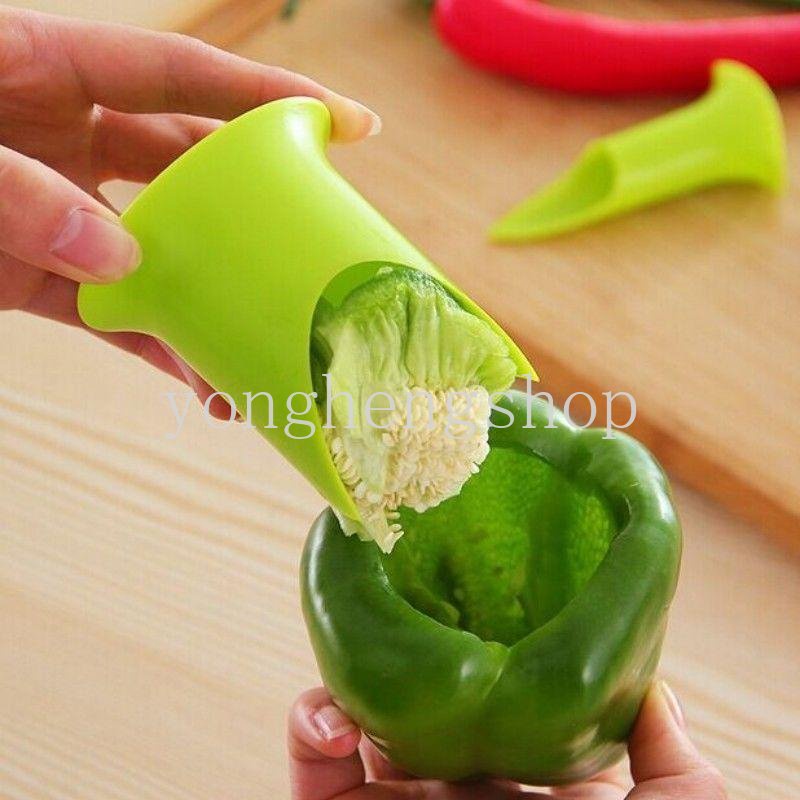 2pcs/set Kreatif Pepper Corer Cabai Paprika Buah Sayuran Benih Remover Tomat Coring Perangkat Dapur Gadget Warna Acak