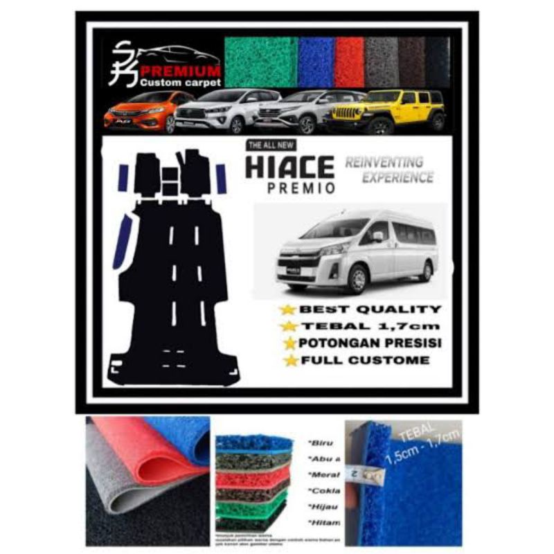 KARPET MOBIL HIACE COMMUTER DAN HIACE PREMIO BAHAN 1 WARNA FULL BAGASI PREMIUM QUALITY GKS