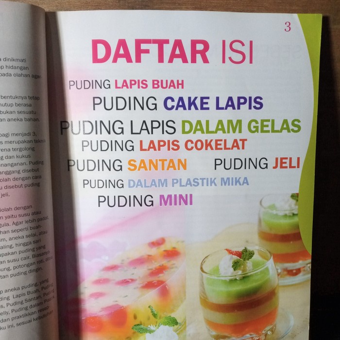 buku resep 100 puding lapis halaman belakang lengket 126 hal