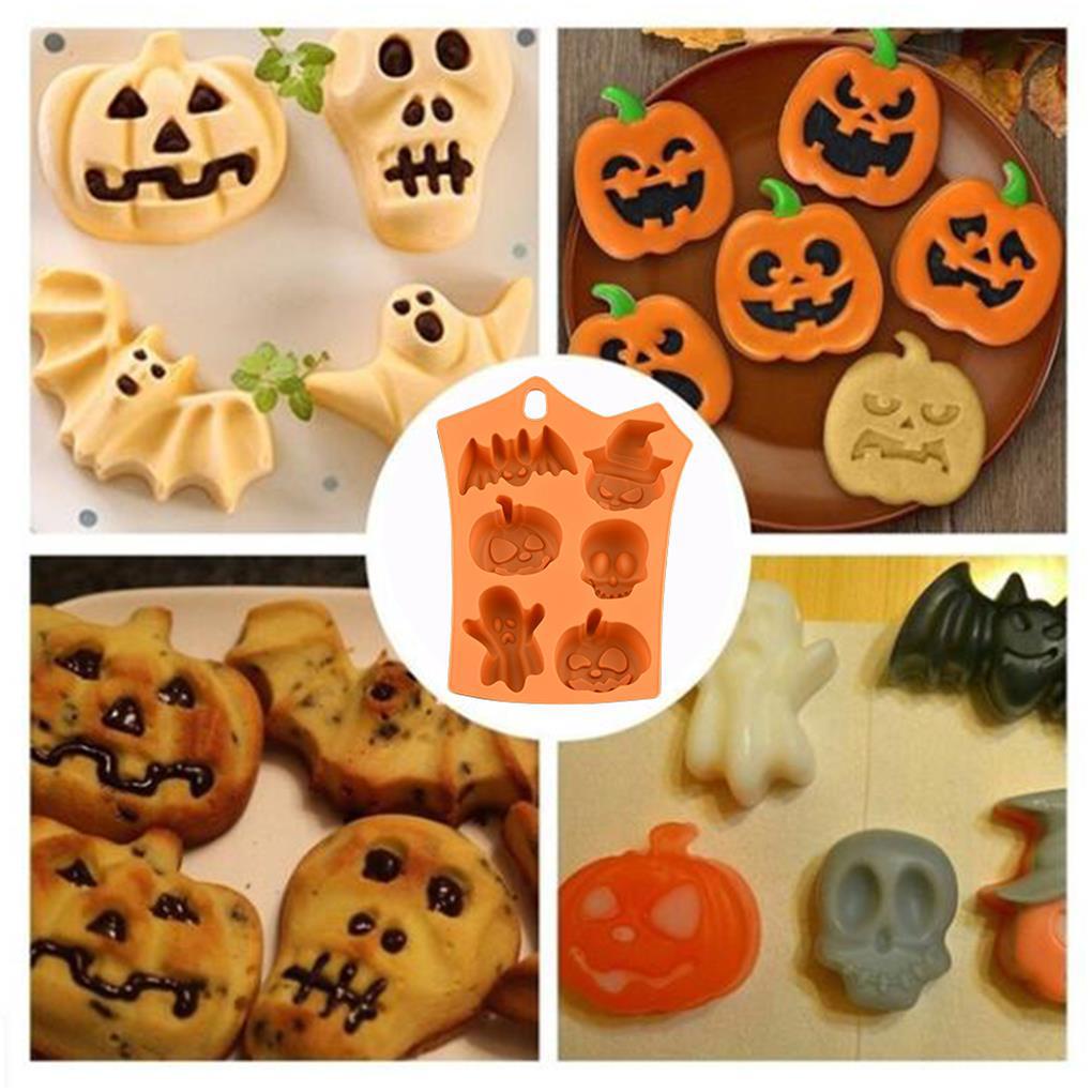 2pcs Cetakan Kue Halloween Cetakan Kue Bentuk Kepala Labu Dan Kerangka