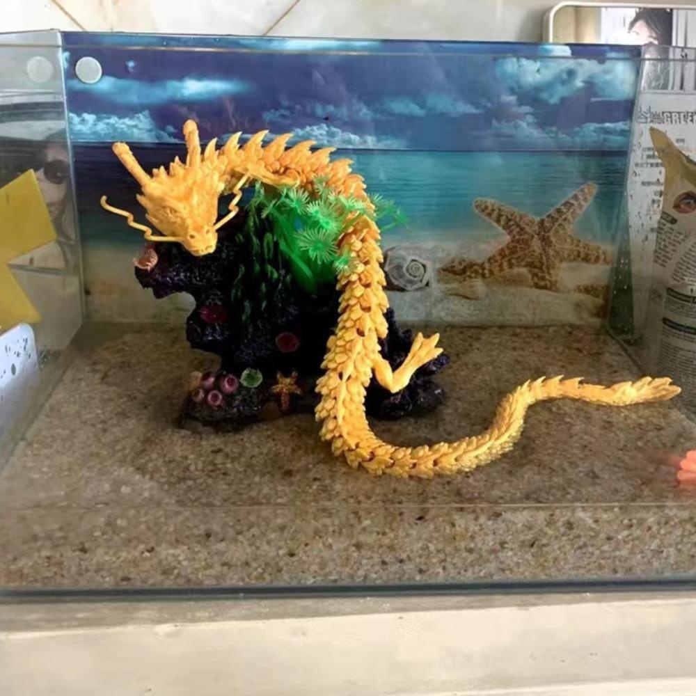Mxbeauty Simulasi Naga Cina Kerajinan Dekorasi Rumah Kantor Perlengkapan Bawah Air Model Mainan Aquarium Ikan Tangki Fleksibel Ornamen Mainan Lansekap Dekorasi