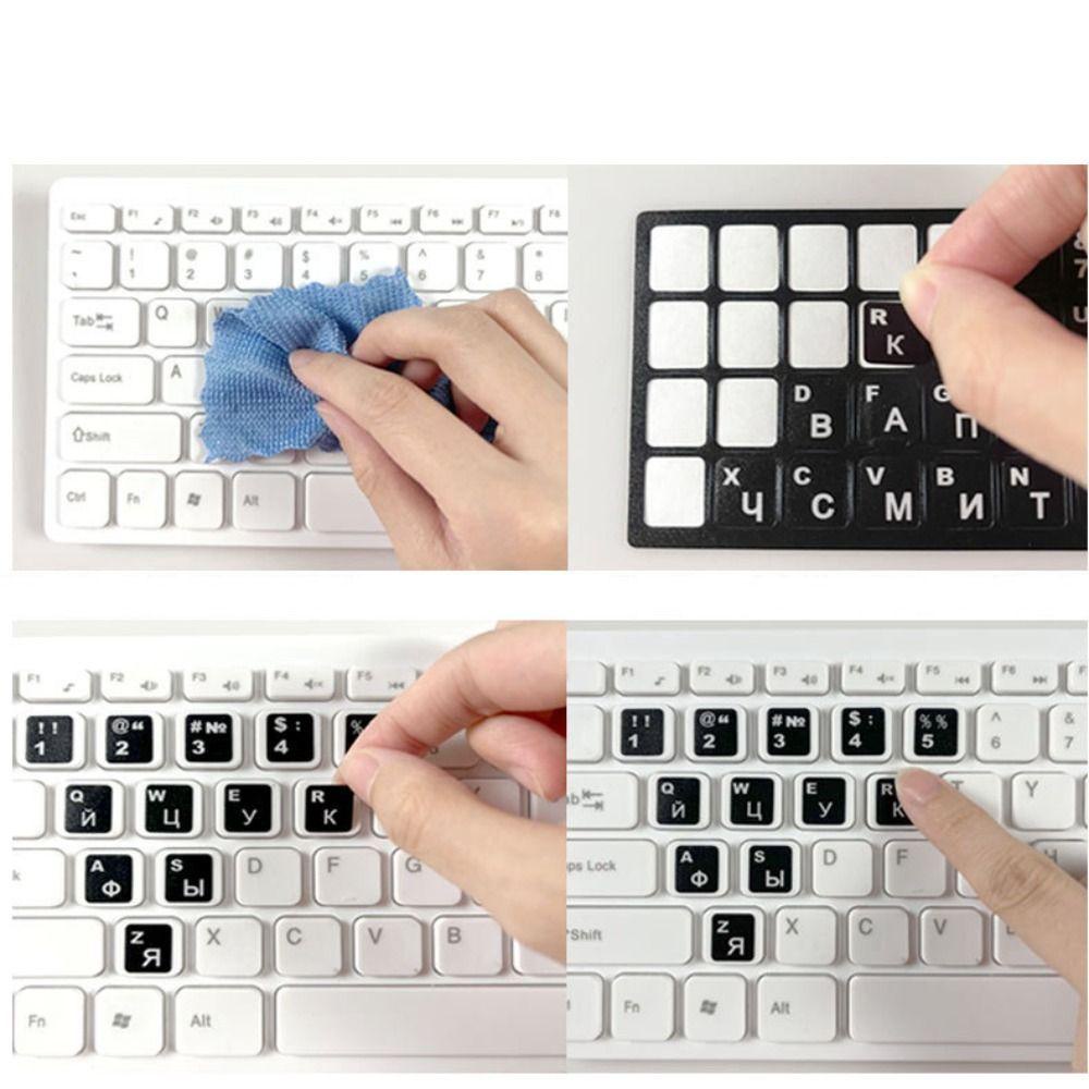 Agustinina Stiker Keyboard Bercahaya Layout Tombol Alfabet Bahasa Inggris Rusia Multi Bahasa Korea Spanyol Jepang
