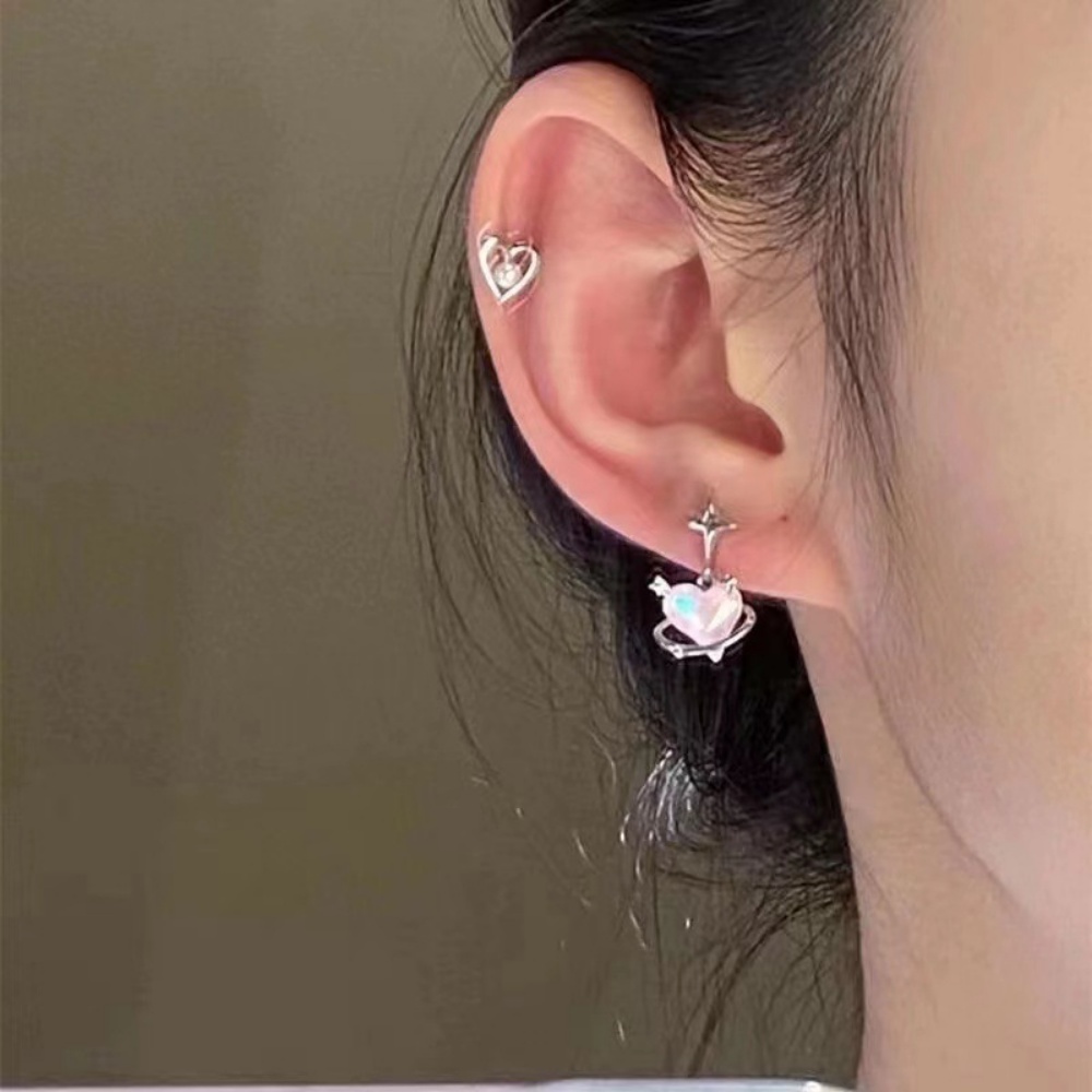 Versi Korea Dari Starlight Heart Earrings Set Kepribadian Niche Temperamen Halus Kecil Segar Anting Anting Wanita Permen Perhiasan