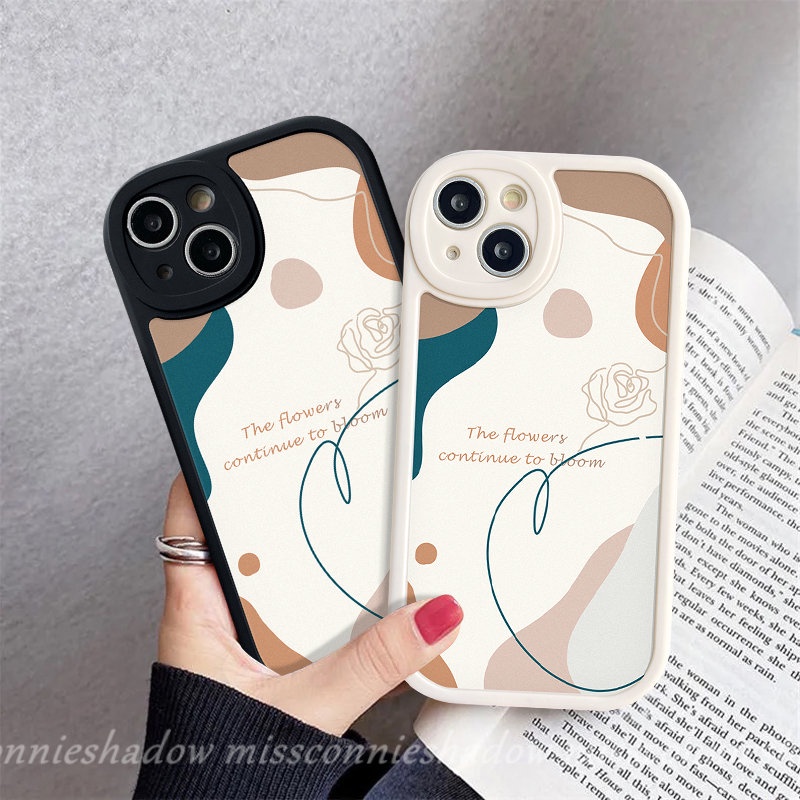 Case Untuk Samsung A14 A23 A12 A20 A13 A03s A73 A04s A54 A50 A04 A34 A10s A02s A32 A03 A11 A53 A51 A52 A50s A33 A30s A21s A20s A52s A22 A72 Art Line Flowers Splicing Pattern Cover