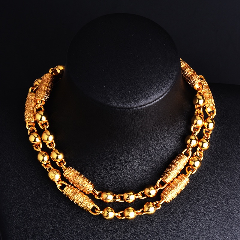 Goldkingdom Aksesoris Perhiasan Fashion Ready Stock Pengiriman Manik-Manik Kalung Spin Kalung Pria Berlapis Emas Kalung