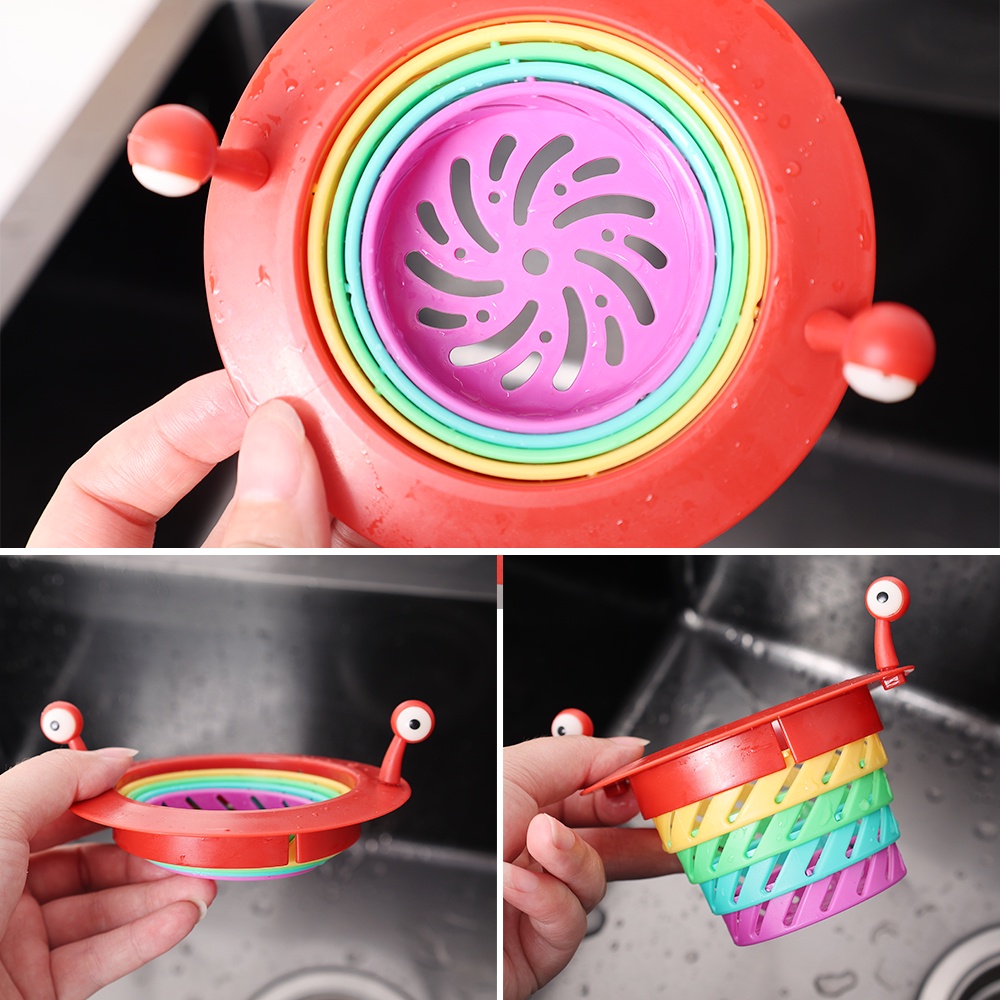 Saringan Wastafel Dapur &amp; Kamar Mandi/Cute Little Rainbow Monster Floor Drain/Drainer Wastafel Stainless Steel/Saringan Keranjang Wastafel Untuk Sisa Filter