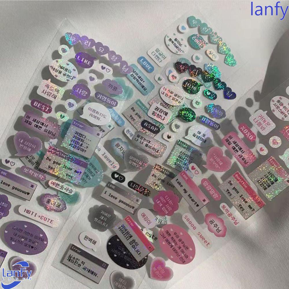 Lanfy Stiker Laser Warna-Warni Kawaii Lucu Hadiah Natal Alat Tulis Stiker Cangkir Air DIY Craft DIY Scrapbooking