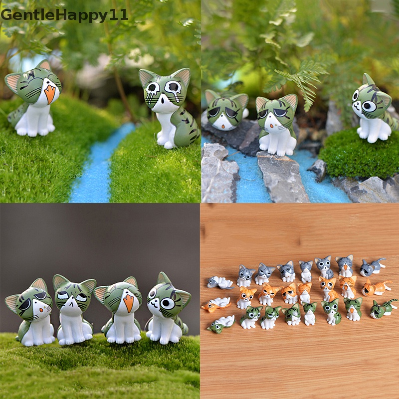 Gentlehappy 8pcs Kawaii Cheese Cats Kitty Patung Miniatur Resin Kitten Kucing Patung Mini Taman Angka Dekorasi Untuk Rumah Mainan Anak id