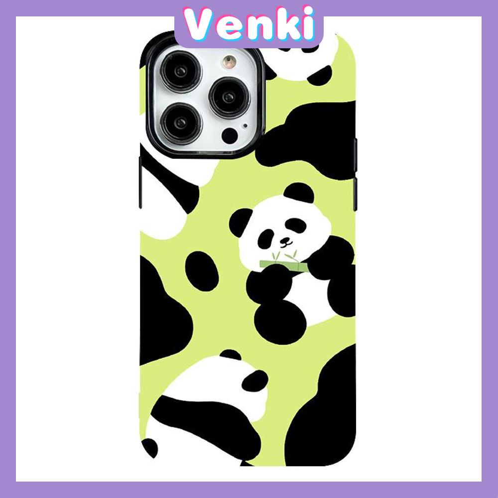 VENKI - For iPhone 11 Phone Case Black Glossy TPU Soft Case Shockproof Protection Camera Cute Small PandaCompatible with iPhone 14 13 Pro max 12 Pro Max xr xs max 7Plus 8 Plus