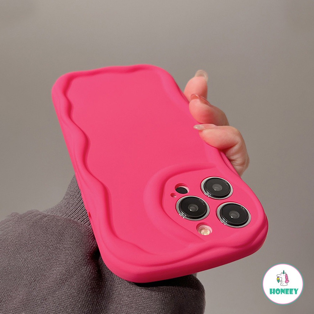 IPHONE Fashion Rose Warna Merah Gelombang Pola Casing Ponsel Kompatibel Dengan Iphone14 13 12 11 Pro Max X XS XR Silikon Lembut Shockproof Back Cover