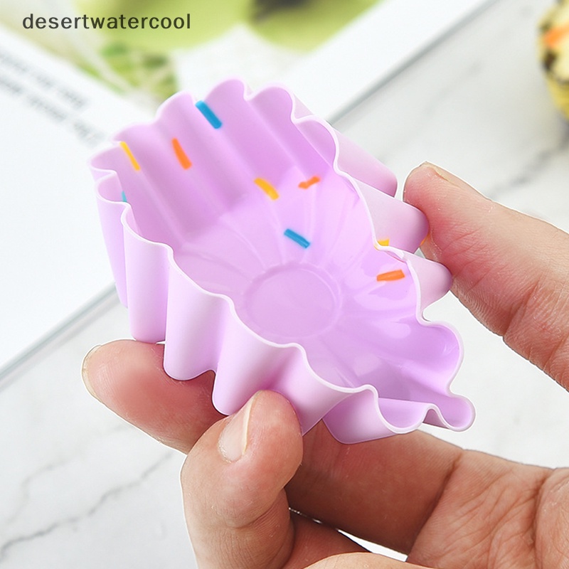 Deid 5Pcs/Set Cetakan Cangkir Kue Silikon 3D Bulat Persegi Bentuk Hati Cake Cup Muffin Cupcake Dapur Bakeware Maker DIY Alat Dekorasi Kue Martijn