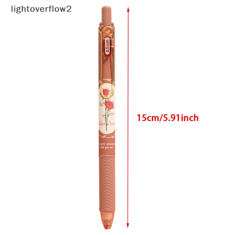 [lightoverflow2] Pena Gel Mawar Dan Syair Desain Bunga Retro 0.5mm Ballpoint Tinta Warna Hitam Untuk Sekolah Kantor Wrig [ID]