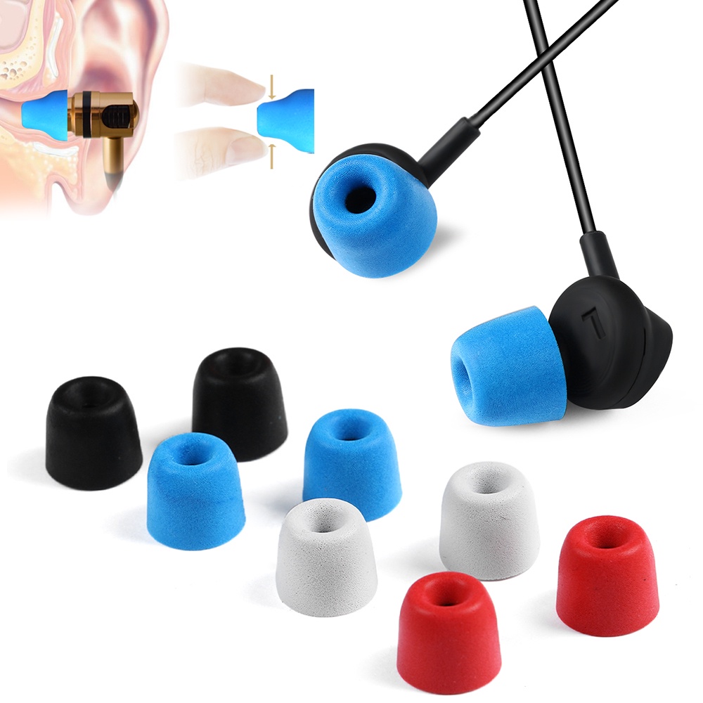 [Harga Grosir] Soft Memory Foam Earbuds Earmuffs Earphone Headset Earplug Cover 4.5mm Diameter Dalam Isolasi Kebisingan Tip Telinga Noise Mengurangi Pengganti Earplug