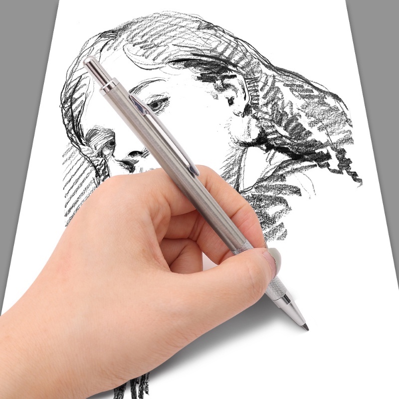 0.3/0.5/'0.7/0.9/1.3/2.0mm Memimpin Kantor Sekolah Supply Gambar Desain Pensil Otomatis Full Metal Art Drawing Painting Pensil Mekanik