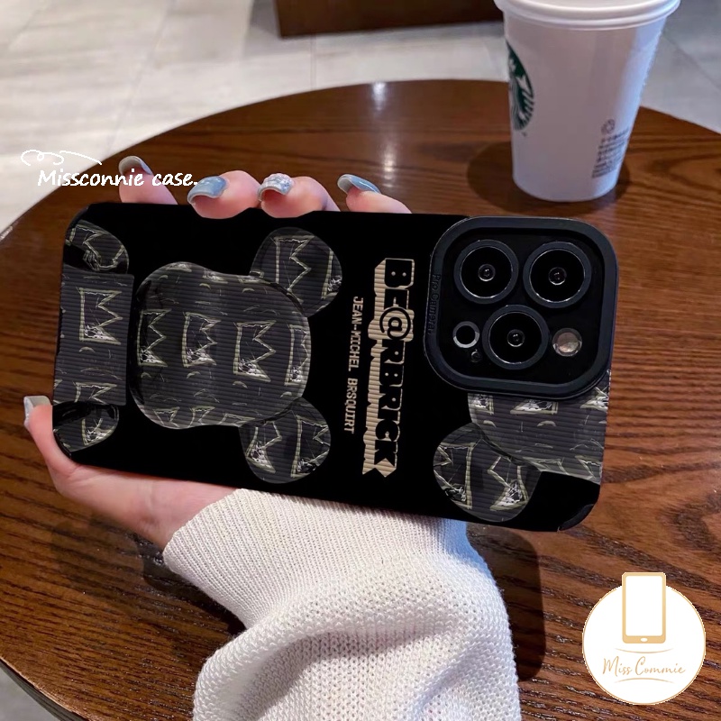 Case Mahkota Bearbrick Merek Trendi Kompatibel Untuk iPhone 7Plus 13 14 11 12 Pro Max X XR 78 Plus XS Max Lembut Mewah Tekstur Kulit Kartun Lucu Violent Bear Cover