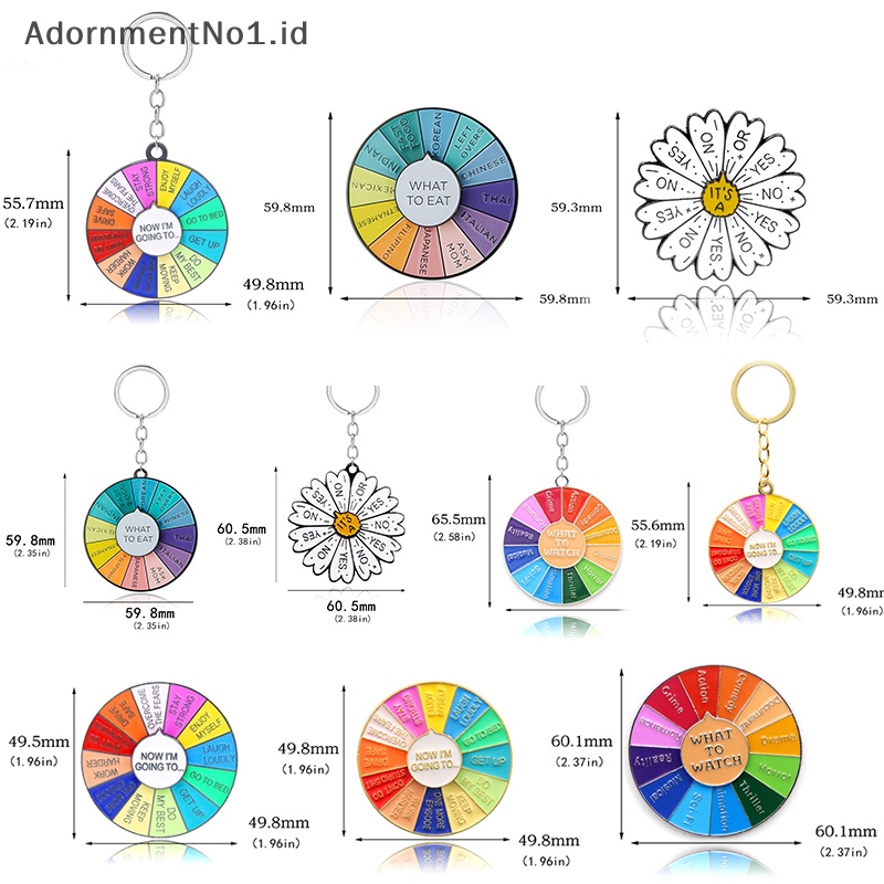 [AdornmentNo1] Fashion Rotatable Spin Wheel Keychains Color Compass Flower Key Chain Pendant Susah Memilih Dekorasi Tas Perhiasan [ID]