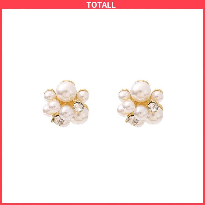 COD Anting Mutiara Fashion Design Sense Berlian Imitasi  Anti Alergi Anting Perak-Totall