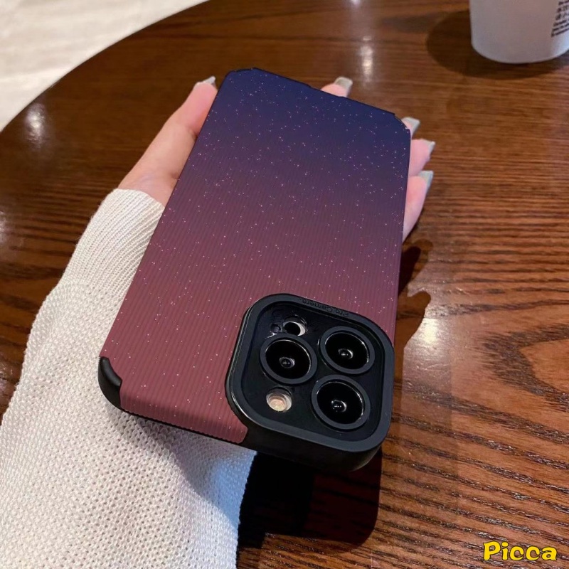 Ins Gradasi Warna Fantasi Langit Berbintang Casing Ponsel Kompatibel Untuk iPhone 11 Pro Max XR 7Plus 11 14 13 12 Pro Max X7 8 Plus XS Max Mewah Tekstur Kulit Lembut Silicon Back Cover