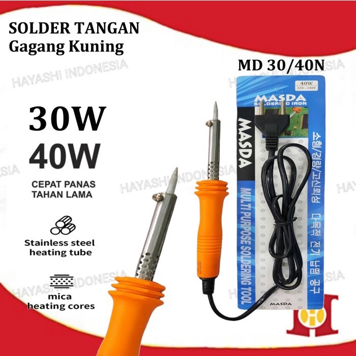 Alat Solder Tangan Listrik Kayu Patri Timah Soldering Iron 30W 40W 6OW