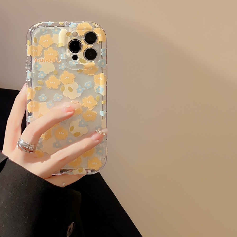 IPHONE Ins Casing Silikon Bunga Kuning Case Untuk Iphone14 11 12 13 PRO MAX Casing Cover Pelindung AT0267