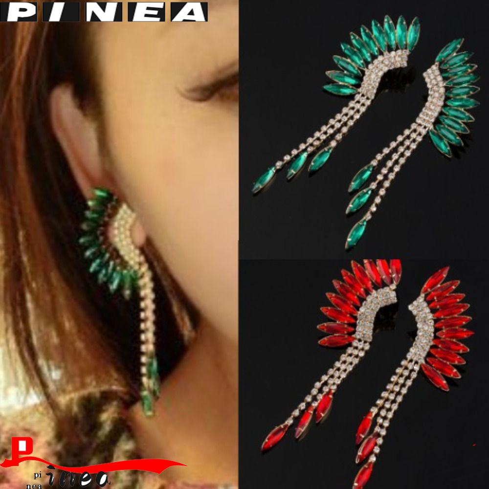 Nanas Wanita Anting Pernikahan India Telinga Hiasan Berlian Imitasi Stud