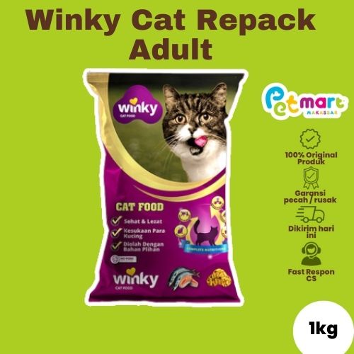 Makanan Kucing Kering Dewasa Repack Winky Cat Food Kibble Hati Adult Dry Food 1 kg