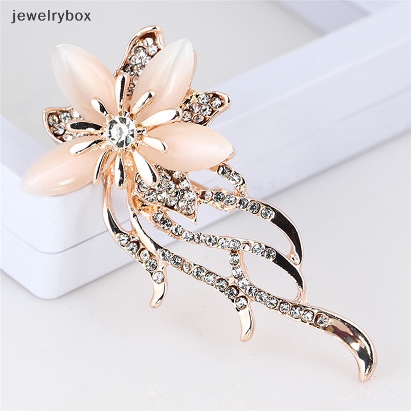 [jewelrybox] Opal Bunga Bros Berlian Imitasi Kristal Bros Pin Pesta Pernikahan Wanita Perhiasan Butik