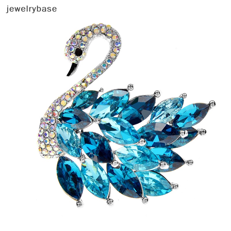 [jewelrybase] 1 Pc Berlian Imitasi Swan Bros Biru Gradien Swan Bros Mantel Elegan Perhiasan Butik