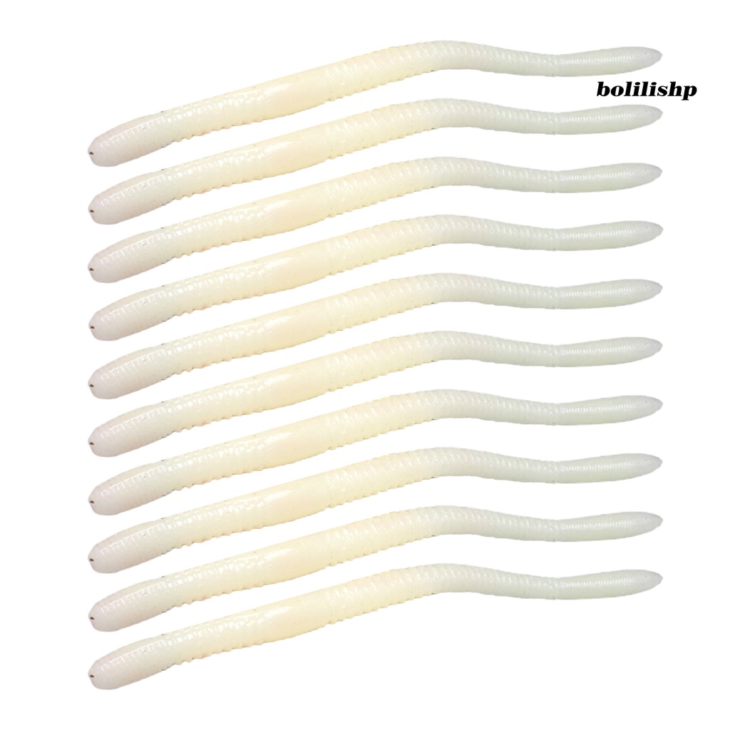 Bo-10pcs 11.5cm/4.2g Soft Lure Pola Spiral Simulasi Menggoda Angling Ekor Panjang Cacing Tanah Umpan Palsu Memancing Luar Ruangan