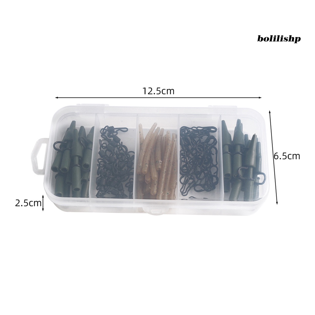 Bo-110pcs Safety Sinker Clip Detachable Black Pin Dikemas Perubahan Cepat Portable Tackle Kit Mini Carp Fishing Sinker Clip Kamuflase Ekor Karet Tabung Set Perlengkapan Memancing