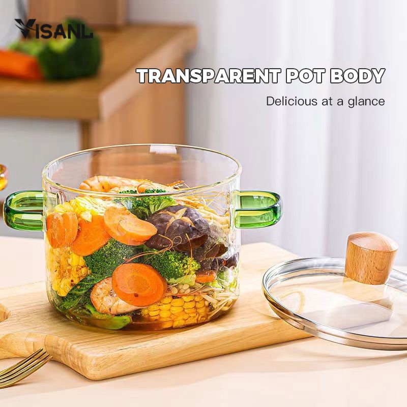 Cups Pot Panci Masak Stewing Soup Pot / Transparant Anti Api Anti Panas Borosilicate  / Mangkuk Mie Siswa Yang Lucu