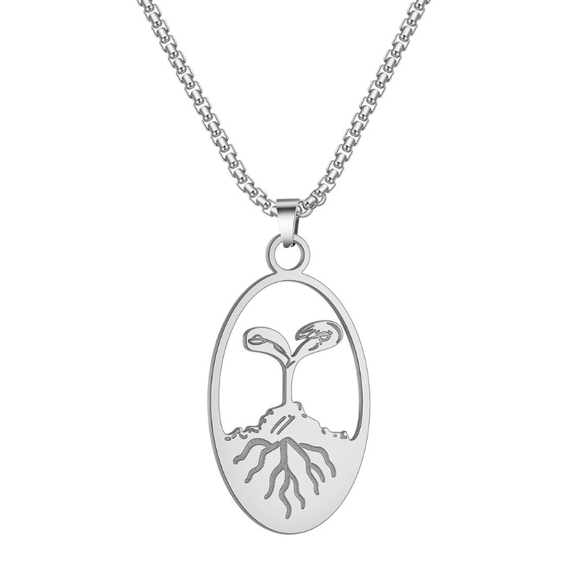 Zh Perhiasan Sederhana Wanita Stainless Steel Kuncup Daun Kecil Liontin Fashion Kalung Hip Hop Aksesoris Pesta Ulang Tahun Hadiah Hari Valentine