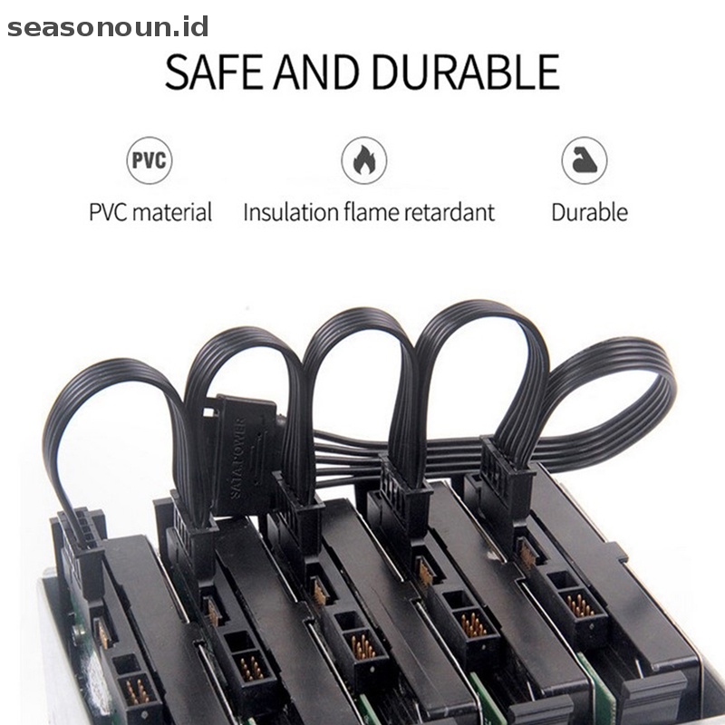 Seasonoun DIY Molex 4pin IDE 1sampai5 SATA 15Pin Hardisk Power Supply Splitter Kabel Cord.