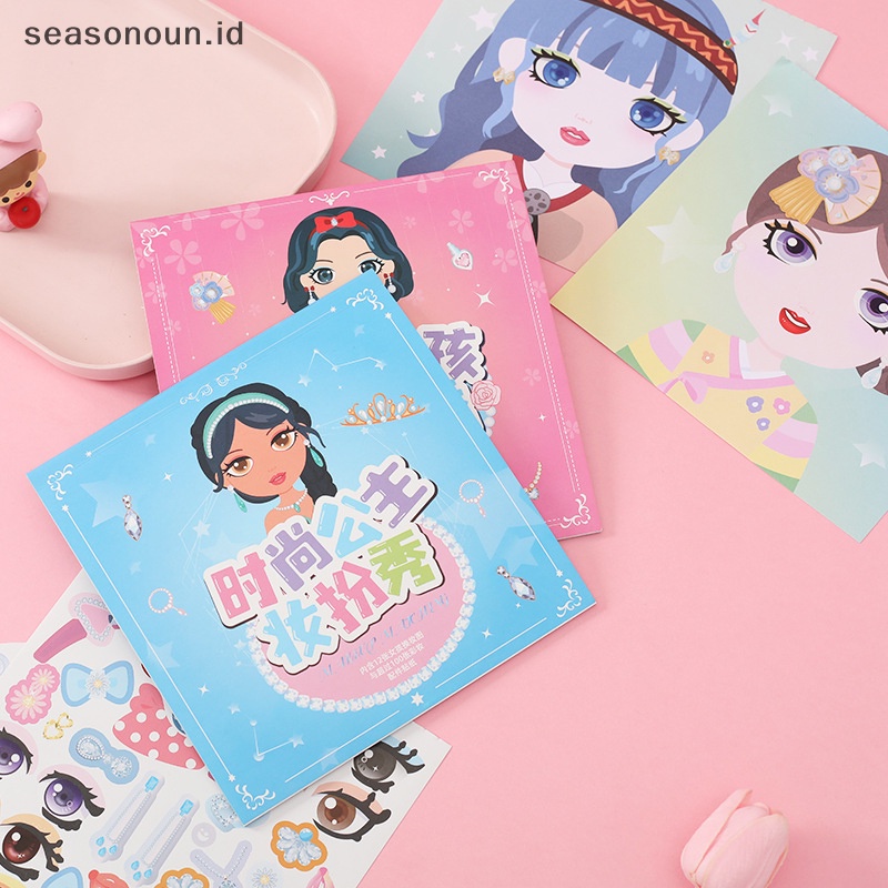 Seasonoun Anak Princess Fashion Change Show Sticker Set Gadis Decal Serbaguna Diy Makeup Show.